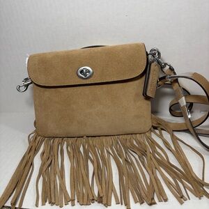 Coach 1964 Fringe Flap Suede Shoulder Bag Peanut NWT